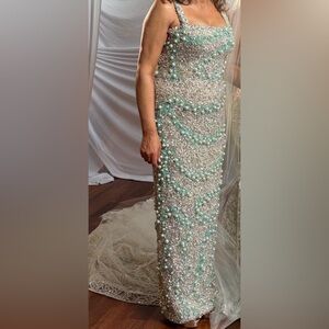 Elegant Pearl and Bead Embellished Wedding Dress